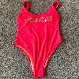 Hot pink one-piece swimsuit